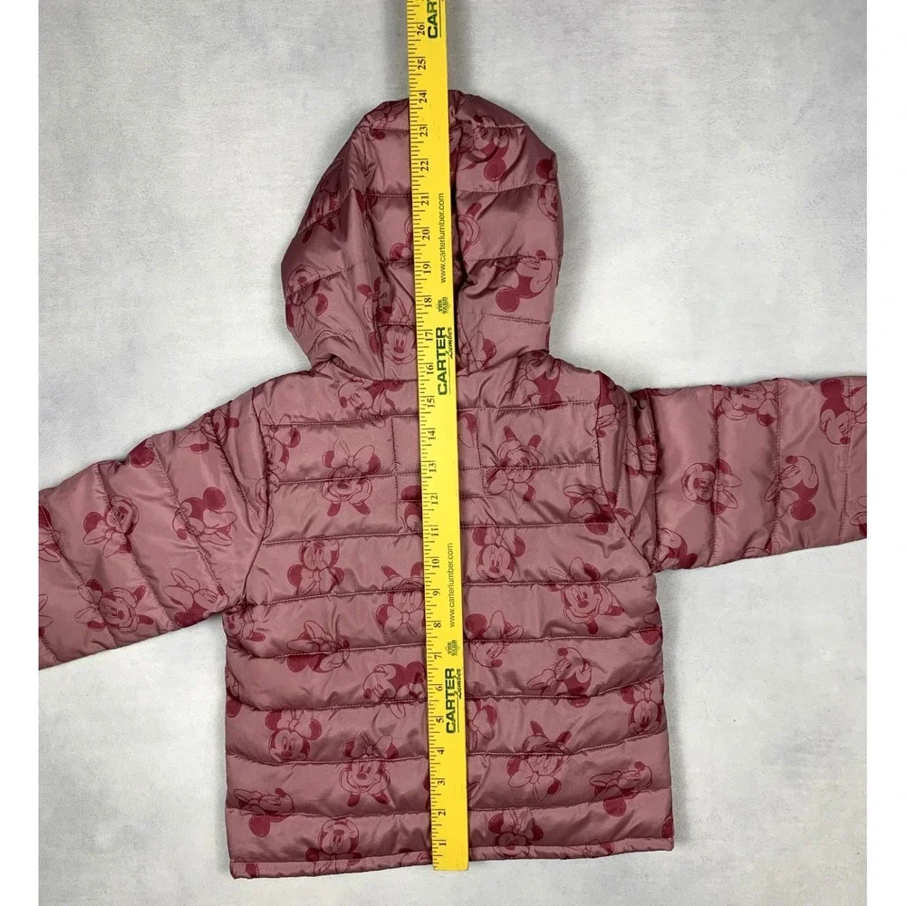 Gap Disney Puffer Jacket Girls 4 Pink Minnie Mouse Hooded‎ Lightweight Coat